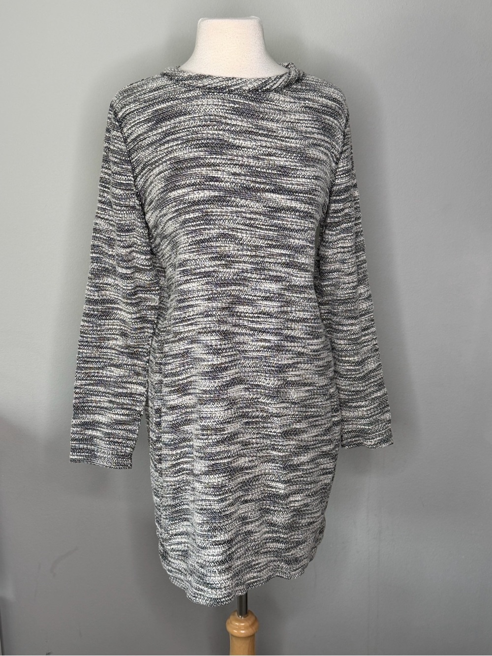 Lou & Grey Gray Marled Long Sleeve Knit Sweater Dress